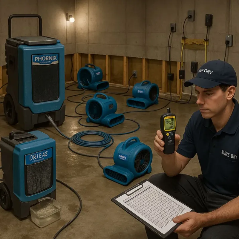 Structural Drying and Dehumidification process in Brooktrails, CA